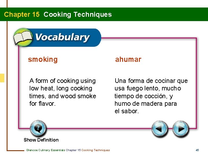 Chapter 15 Cooking Techniques smoking ahumar A form of cooking using low heat, long