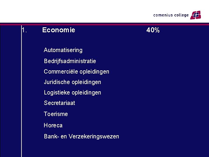 Binnen het M. B. O. bestaan 4 sectoren 1. Economie Automatisering Bedrijfsadministratie Commerciële opleidingen