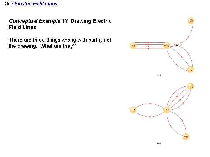 18. 7 Electric Field Lines Conceptual Example 13 Drawing Electric Field Lines There are