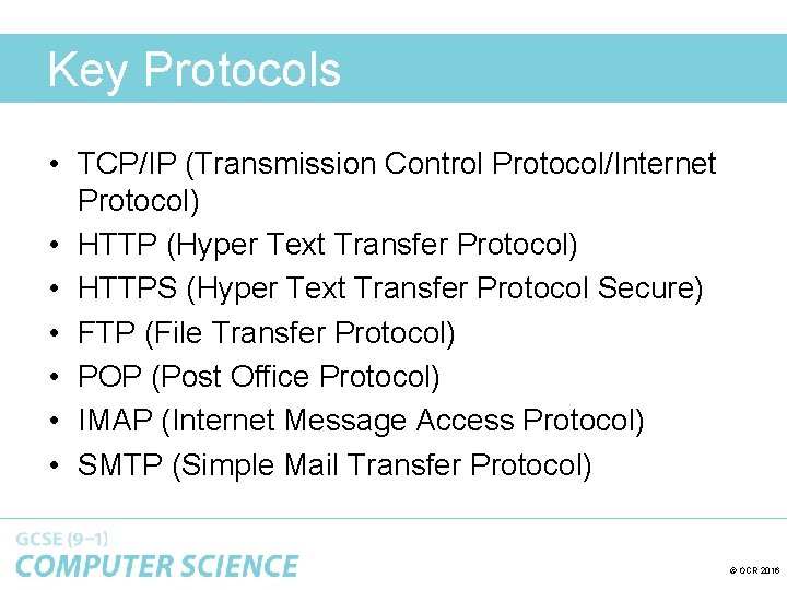 Key Protocols • TCP/IP (Transmission Control Protocol/Internet Protocol) • HTTP (Hyper Text Transfer Protocol)