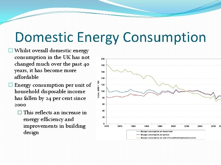 Domestic Energy Consumption � Whilst overall domestic energy consumption in the UK has not