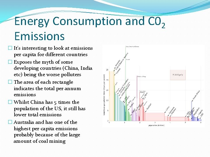 Energy Consumption and C 02 Emissions � It’s interesting to look at emissions per
