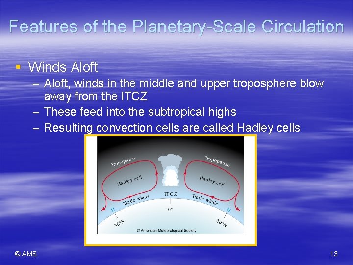 Features of the Planetary-Scale Circulation § Winds Aloft – Aloft, winds in the middle