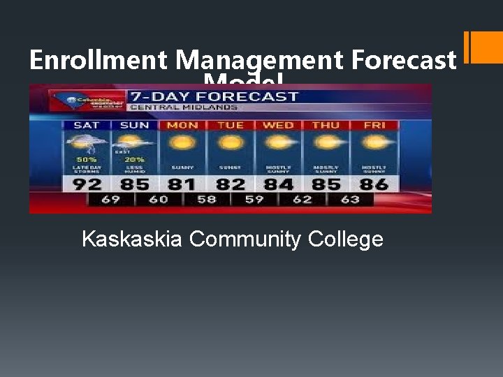 Enrollment Management Forecast Model Kaskaskia Community College 