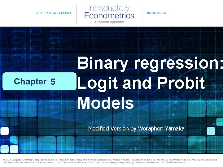 Chapter 17 5 Binary regression: Logit and Probit Models Modified Version by Woraphon Yamaka