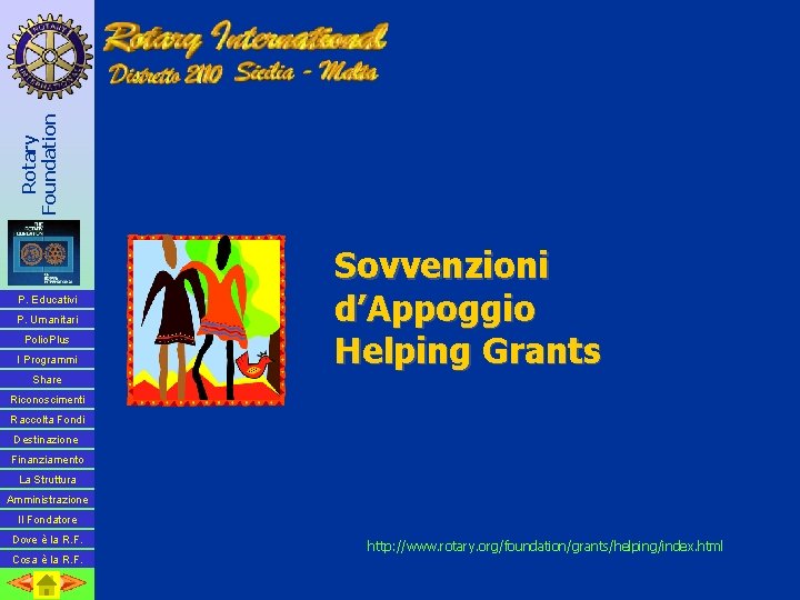 Rotary Foundation P. Educativi P. Umanitari Polio. Plus I Programmi Sovvenzioni d’Appoggio Helping Grants