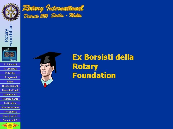 Rotary Foundation P. Educativi P. Umanitari Polio. Plus I Programmi Share Riconoscimenti Raccolta Fondi