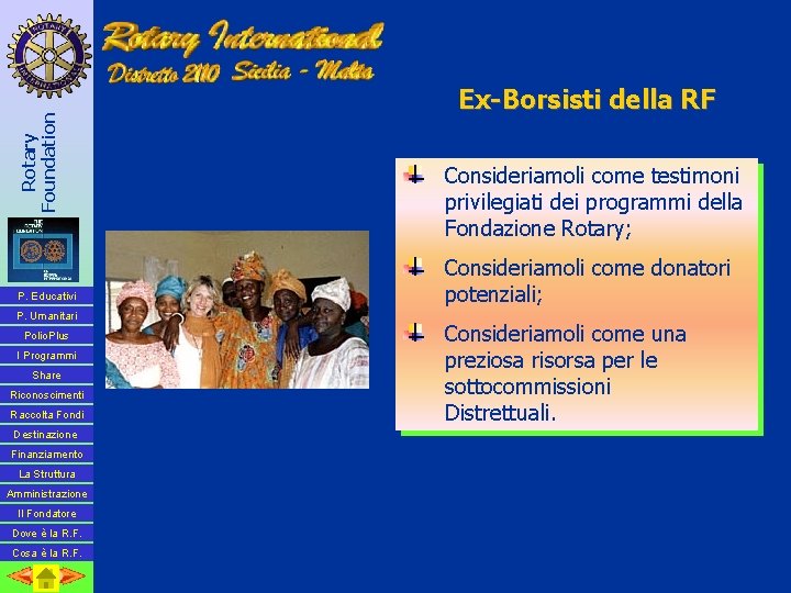 Rotary Foundation P. Educativi P. Umanitari Polio. Plus I Programmi Share Riconoscimenti Raccolta Fondi