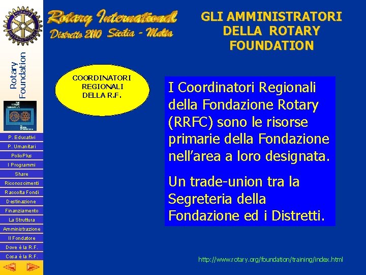 Rotary Foundation P. Educativi P. Umanitari Polio. Plus I Programmi Share Riconoscimenti Raccolta Fondi