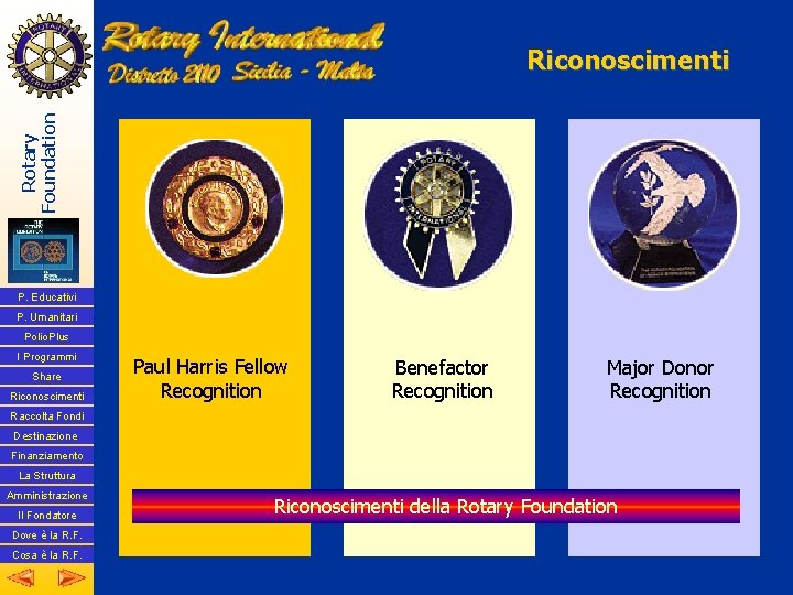 Rotary Foundation Riconoscimenti P. Educativi P. Umanitari Polio. Plus I Programmi Share Riconoscimenti Paul