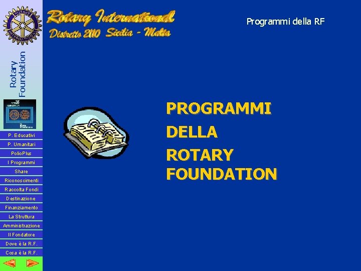 Rotary Foundation Programmi della RF P. Educativi P. Umanitari Polio. Plus I Programmi Share