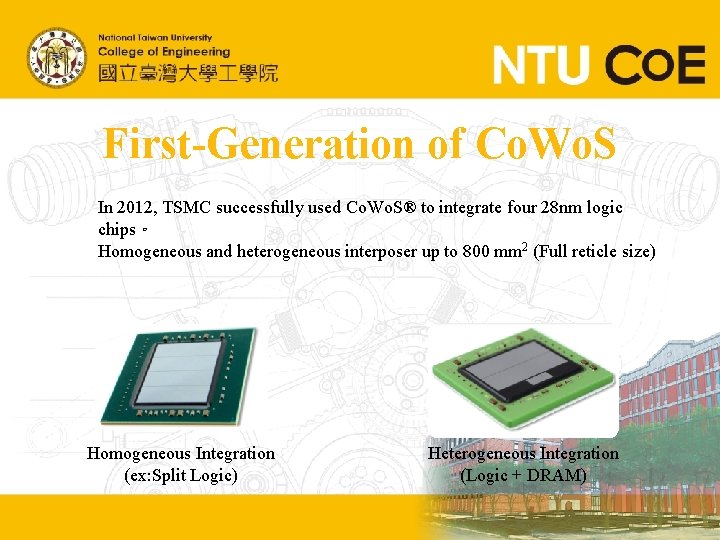 First-Generation of Co. Wo. S In 2012, TSMC successfully used Co. Wo. S® to
