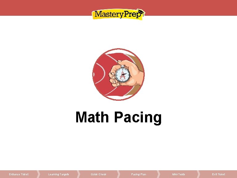 Math Pacing Entrance Ticket Learning Targets Quick Check Pacing Plan Mini-Tests Exit Ticket 