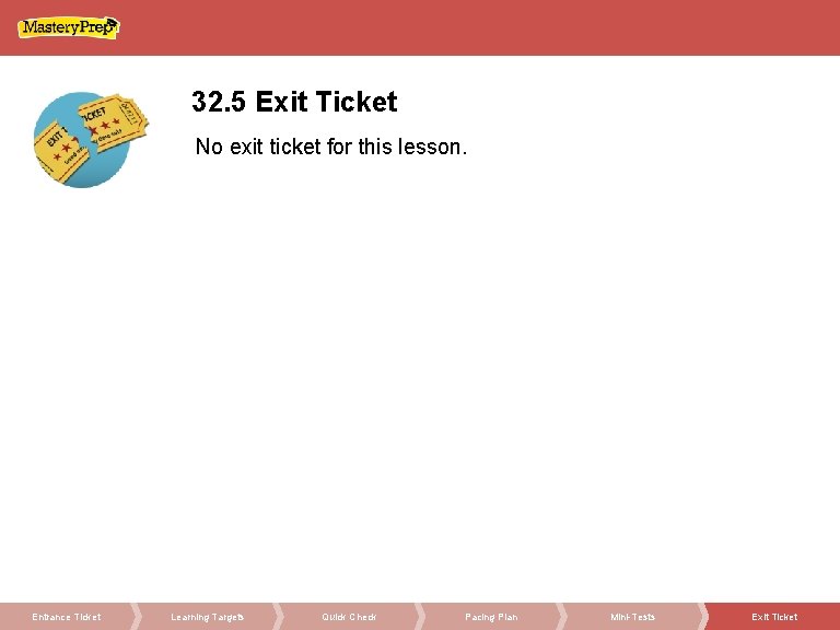32. 5 Exit Ticket No exit ticket for this lesson. Entrance Ticket Learning Targets