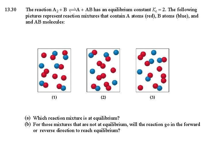 13. 30 The reaction A 2 + B A + AB has an equilibrium