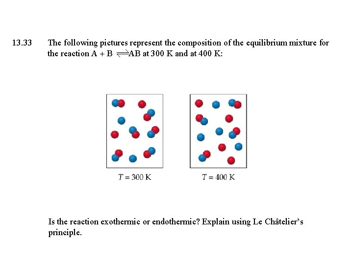 13. 33 The following pictures represent the composition of the equilibrium mixture for the