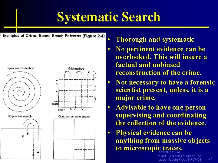 Systematic Search FORENSIC SCIENCE An Introduction By Richard Saferstein • Thorough and systematic •