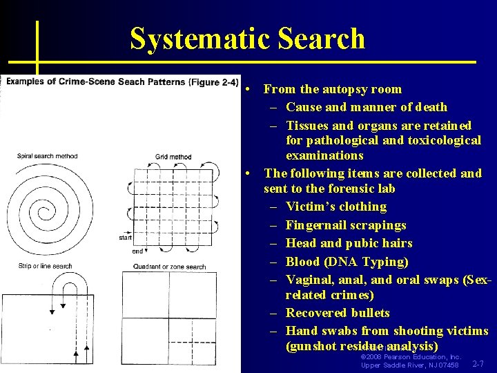 Systematic Search FORENSIC SCIENCE An Introduction By Richard Saferstein • From the autopsy room