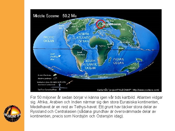 Skandinavien Karta från ”project PALEOMAP”: http: //www. scotese. com/. För 50 miljoner år sedan
