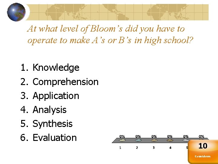 At what level of Bloom’s did you have to operate to make A’s or