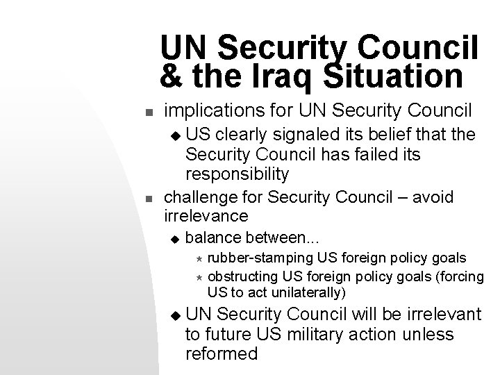 International Organizations Security The United Nations April 1