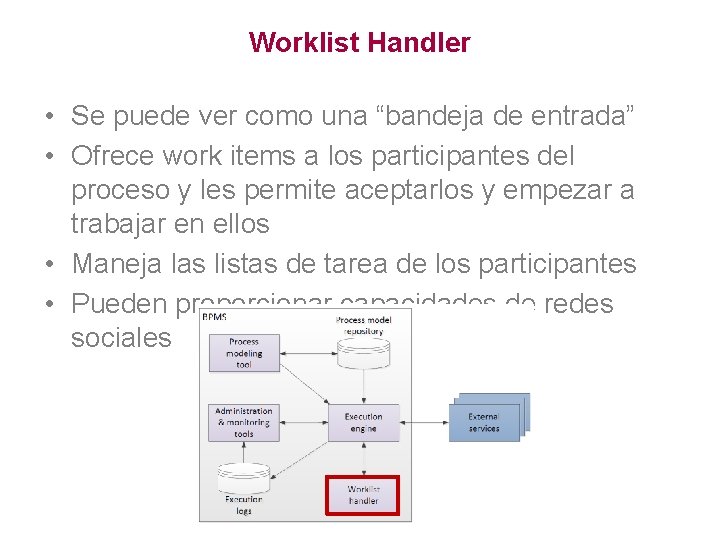 Worklist Handler • Se puede ver como una “bandeja de entrada” • Ofrece work