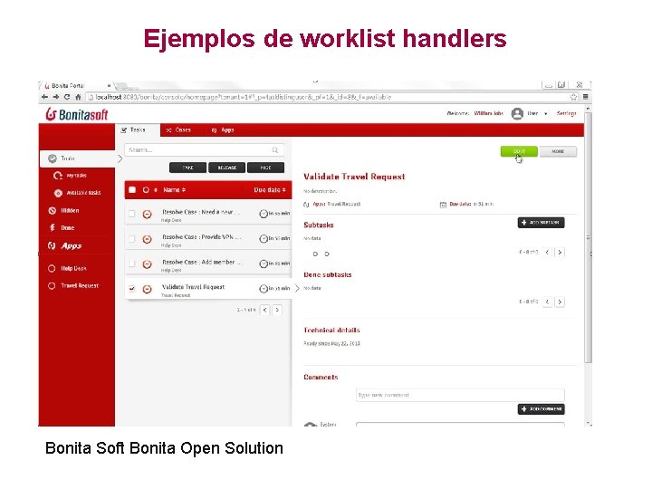 Ejemplos de worklist handlers Bonita Soft Bonita Open Solution 