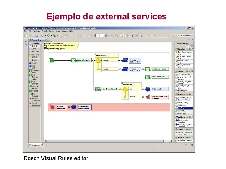 Ejemplo de external services Bosch Visual Rules editor 