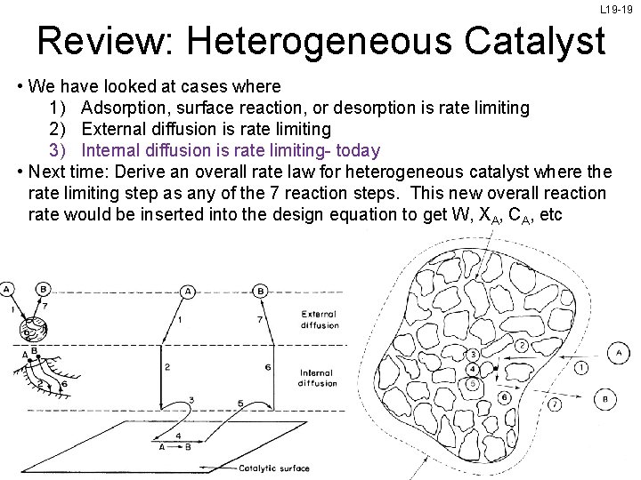 L 19 -19 Review: Heterogeneous Catalyst • We have looked at cases where 1)