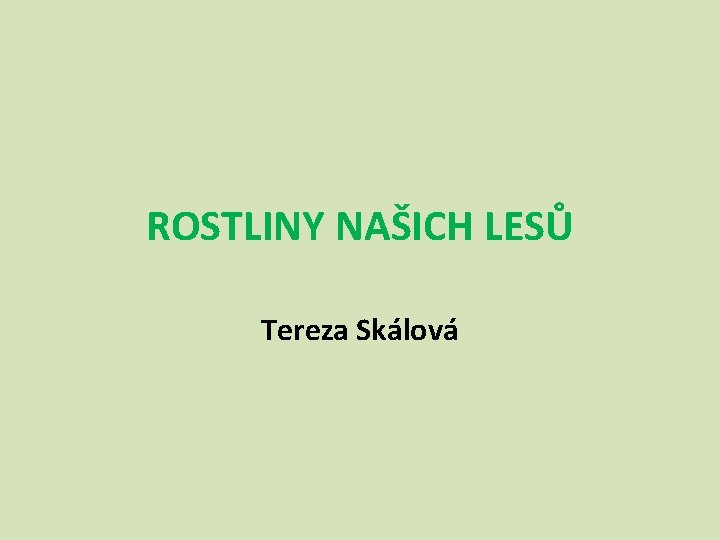ROSTLINY NAŠICH LESŮ Tereza Skálová 