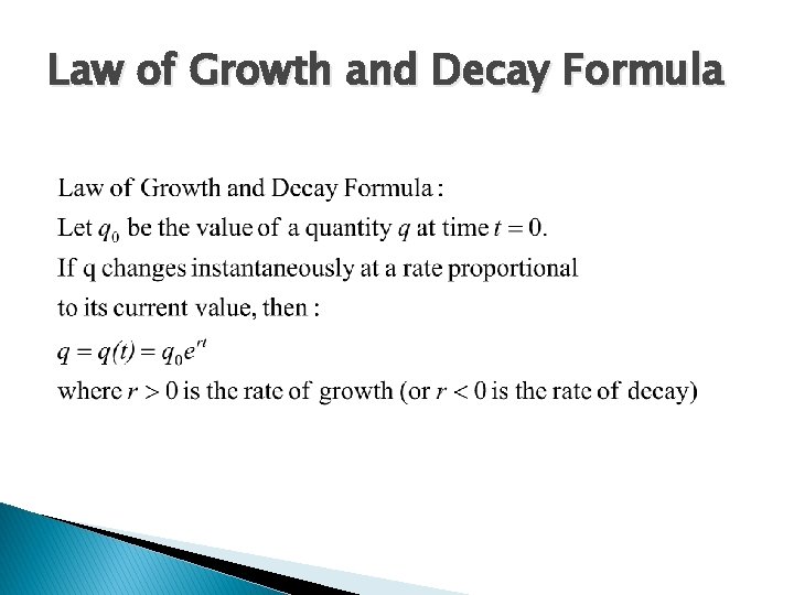 Law of Growth and Decay Formula 