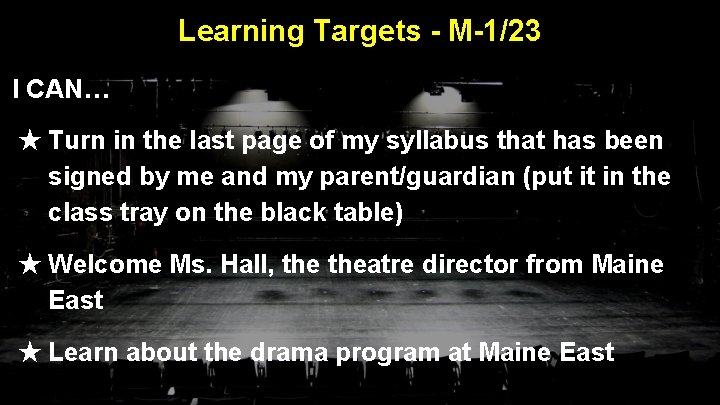 Learning Targets - M-1/23 I CAN… ★ Turn in the last page of my