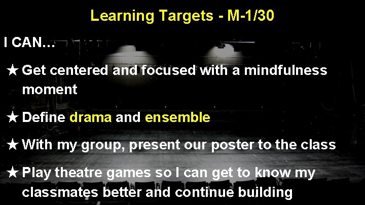 Learning Targets - M-1/30 I CAN… ★ Get centered and focused with a mindfulness