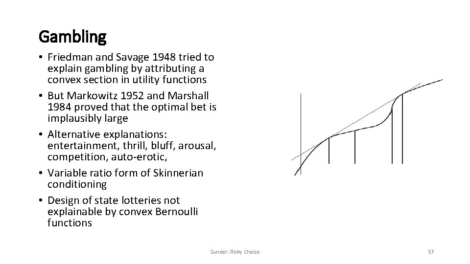 Gambling • Friedman and Savage 1948 tried to explain gambling by attributing a convex