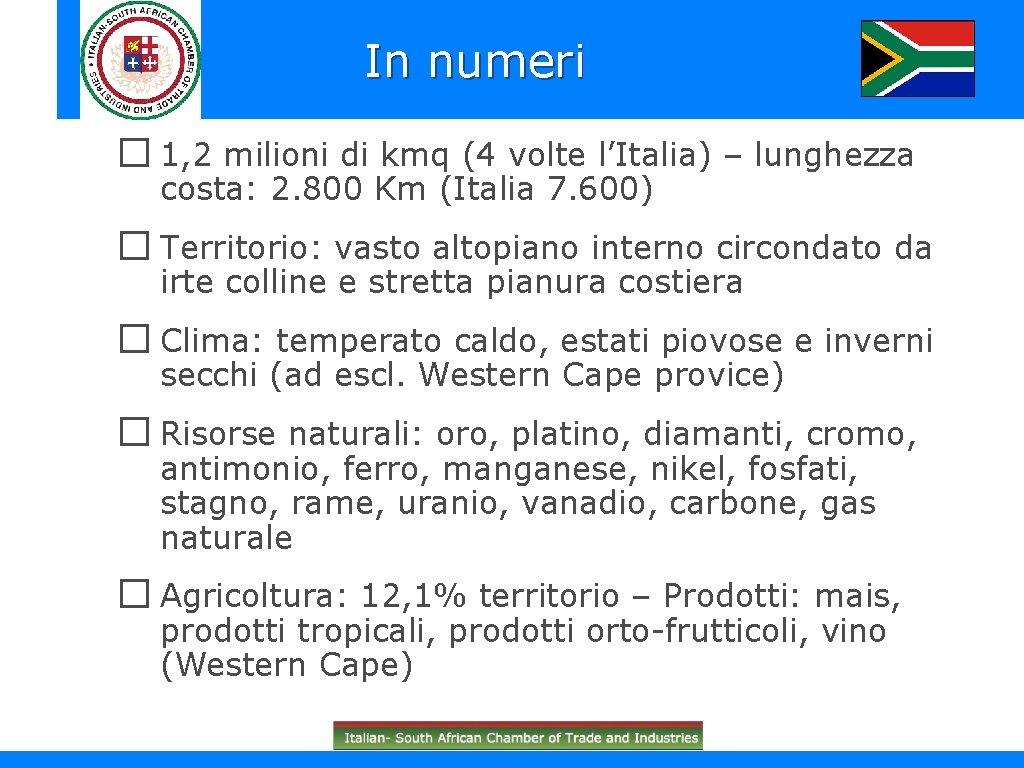 In numeri � 1, 2 milioni di kmq (4 volte l’Italia) – lunghezza costa: