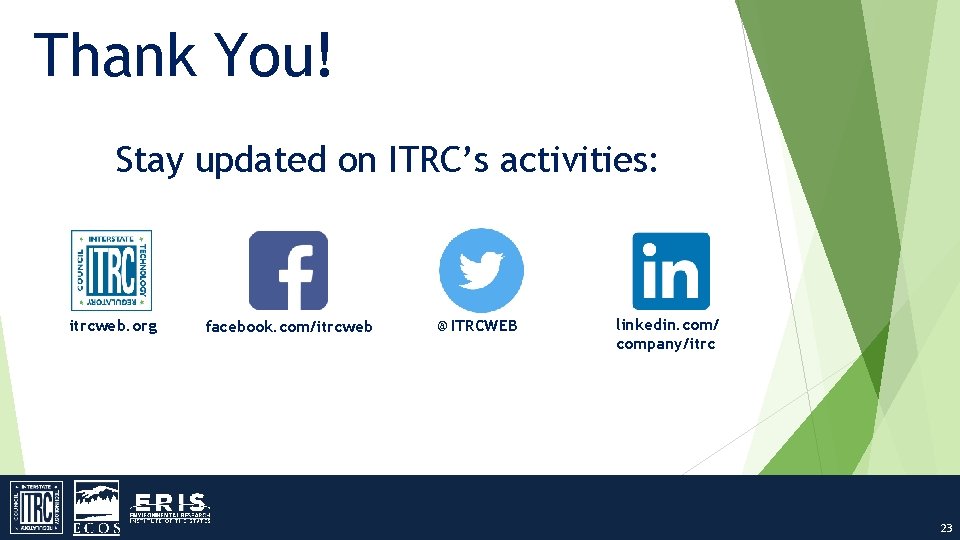 Thank You! Stay updated on ITRC’s activities: itrcweb. org facebook. com/itrcweb @ITRCWEB linkedin. com/