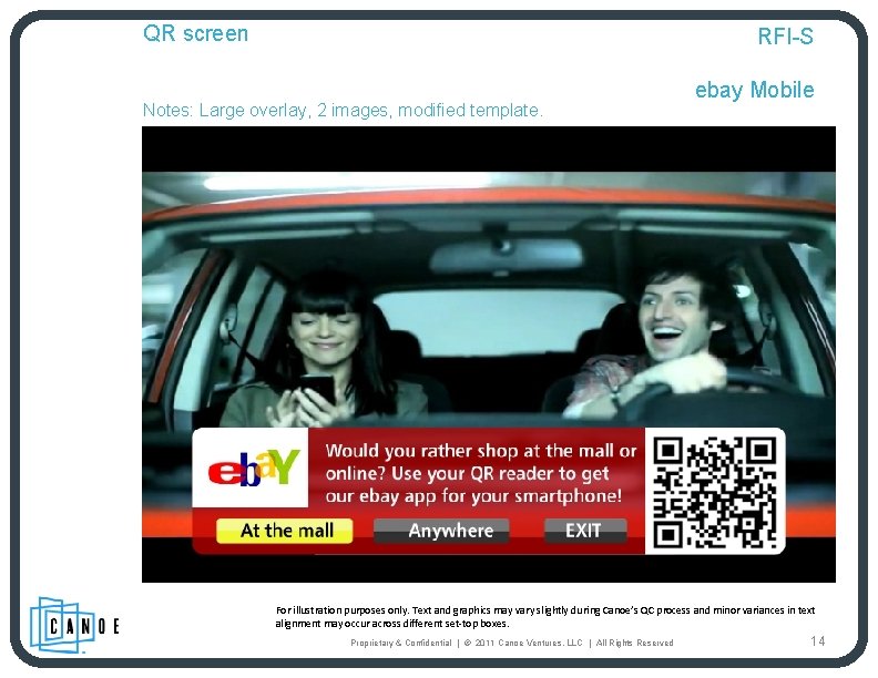 QR screen RFI-S Notes: Large overlay, 2 images, modified template. ebay Mobile For illustration