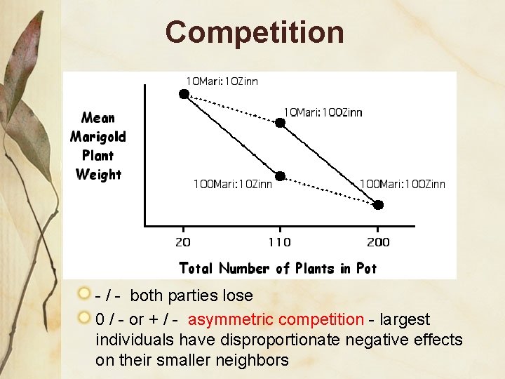 Competition - / - both parties lose 0 / - or + / - Competition - / - both parties lose 0 / - or + / -