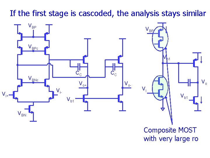 If the first stage is cascoded, the analysis stays similar VBP VBPc Vo 1 If the first stage is cascoded, the analysis stays similar VBP VBPc Vo 1