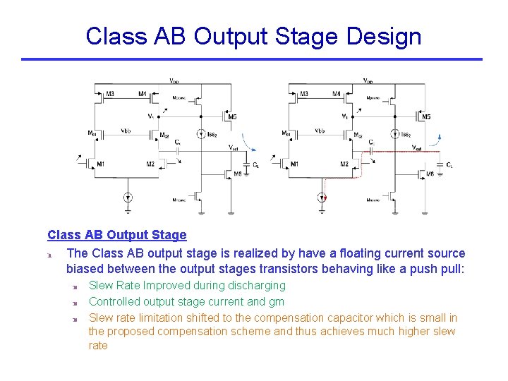 Class AB Output Stage Design Class AB Output Stage The Class AB output stage Class AB Output Stage Design Class AB Output Stage The Class AB output stage
