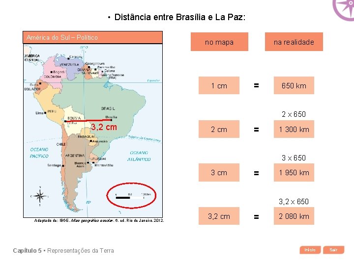  • Distância entre Brasília e La Paz: América do Sul − Político no