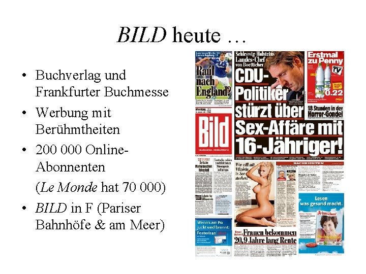 BILD heute … • Buchverlag und Frankfurter Buchmesse • Werbung mit Berühmtheiten • 200