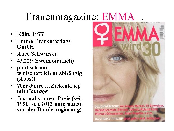 Frauenmagazine: EMMA … • Köln, 1977 • Emma Frauenverlags Gmb. H • Alice Schwarzer