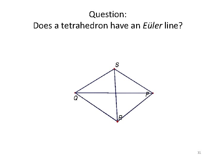 Question: Does a tetrahedron have an Eüler line? 31 Question: Does a tetrahedron have an Eüler line? 31