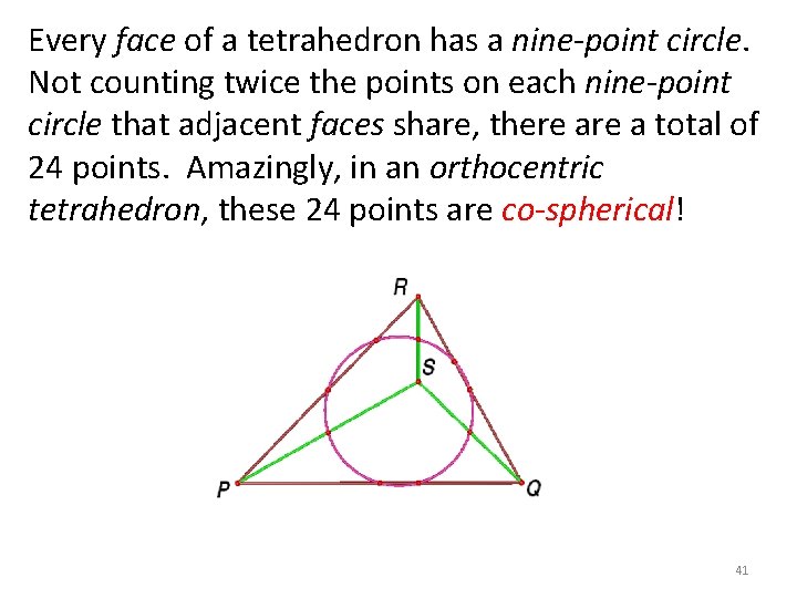Every face of a tetrahedron has a nine-point circle. Not counting twice the points Every face of a tetrahedron has a nine-point circle. Not counting twice the points