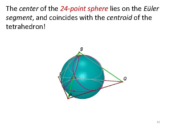 The center of the 24 -point sphere lies on the Eüler segment, and coincides The center of the 24 -point sphere lies on the Eüler segment, and coincides