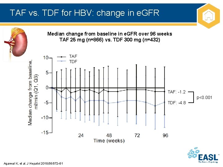 TAF vs. TDF for HBV: change in e. GFR Median change from baseline in
