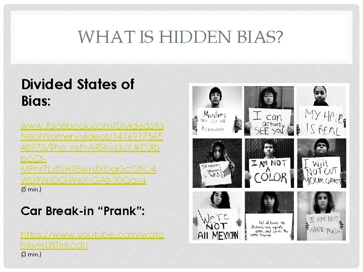 WHAT IS HIDDEN BIAS? Divided States of Bias: www. facebook. com/Divided. Sta tesof. Women/videos/1416917565