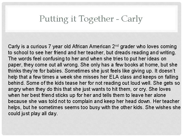 Putting it Together - Carly is a curious 7 year old African American 2