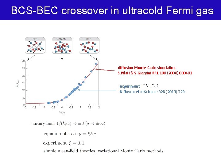 BCS-BEC crossover in ultracold Fermi gas diffusion Monte-Carlo simulation S. Pilati & S. Giorgini